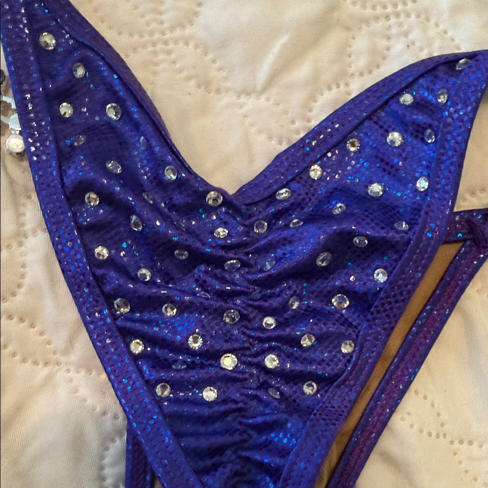 Blue Rhinestone Competition Bikini Set - Picture 6 of 7